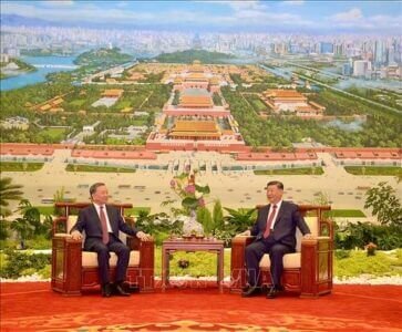 Ông Tập Cận Bình, Tổng bí thư – Chủ tịch nước Trung Quốc, cùng ông Tô Lâm, Tổng bí thư – Chủ tịch nước Việt Nam, dự Tiệc trà tại Bắc Kinh ngày 19/08/2024.